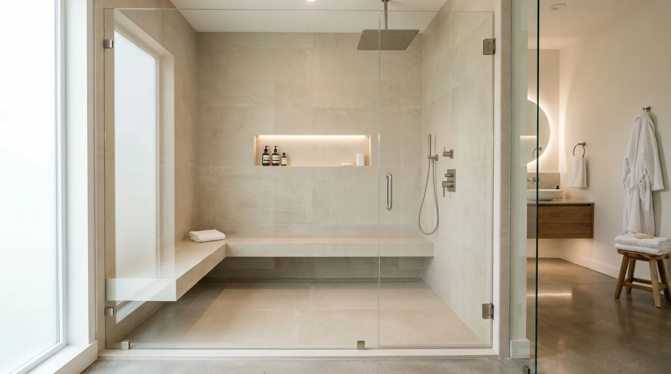 walk in shower ideas Built-In Bench
