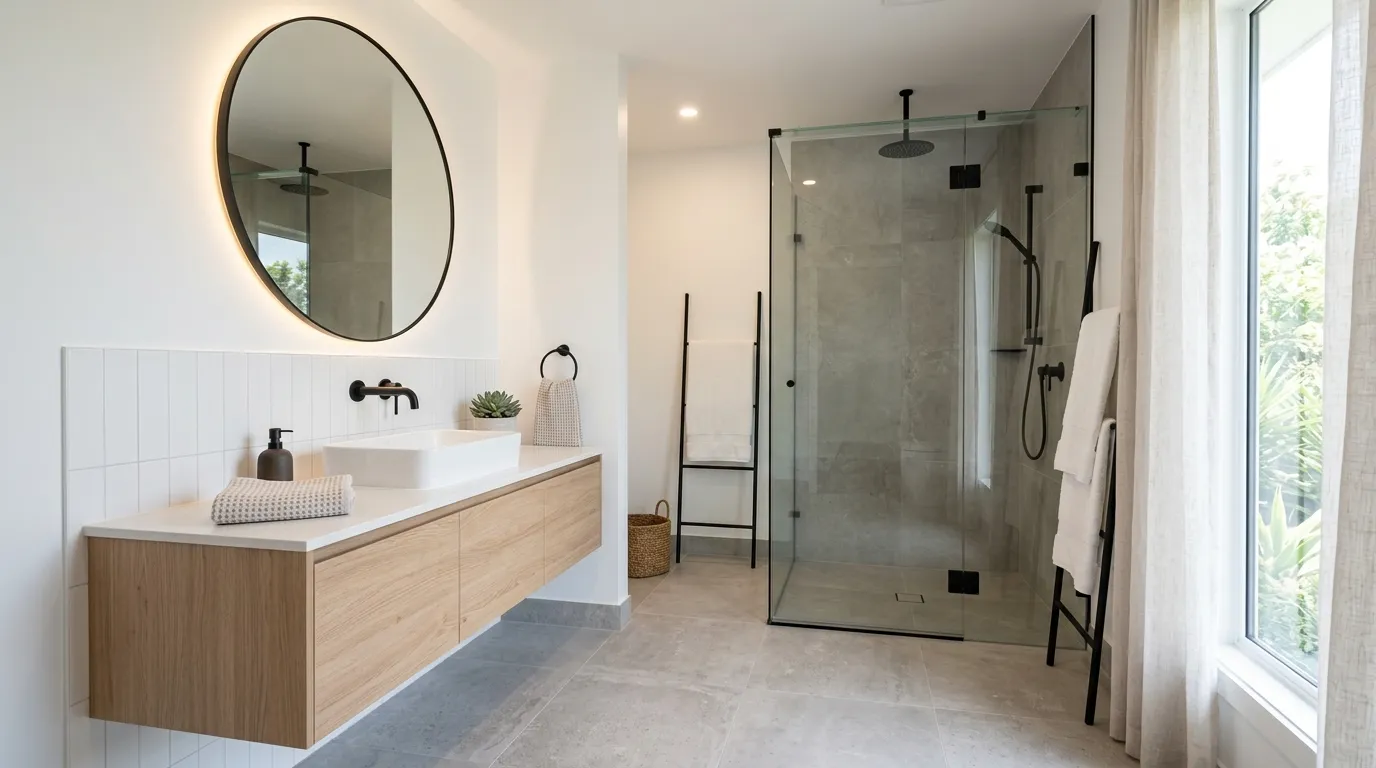 walk in shower ideas Floating Vanity