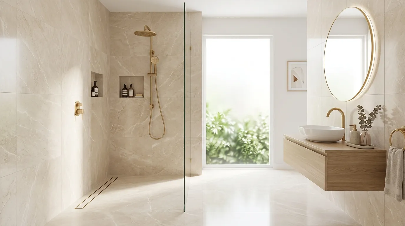 walk in shower ideas Floor-To-Ceiling Tile