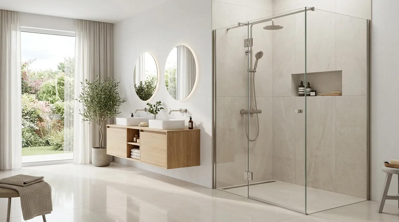 walk in shower ideas Large Format Tiles