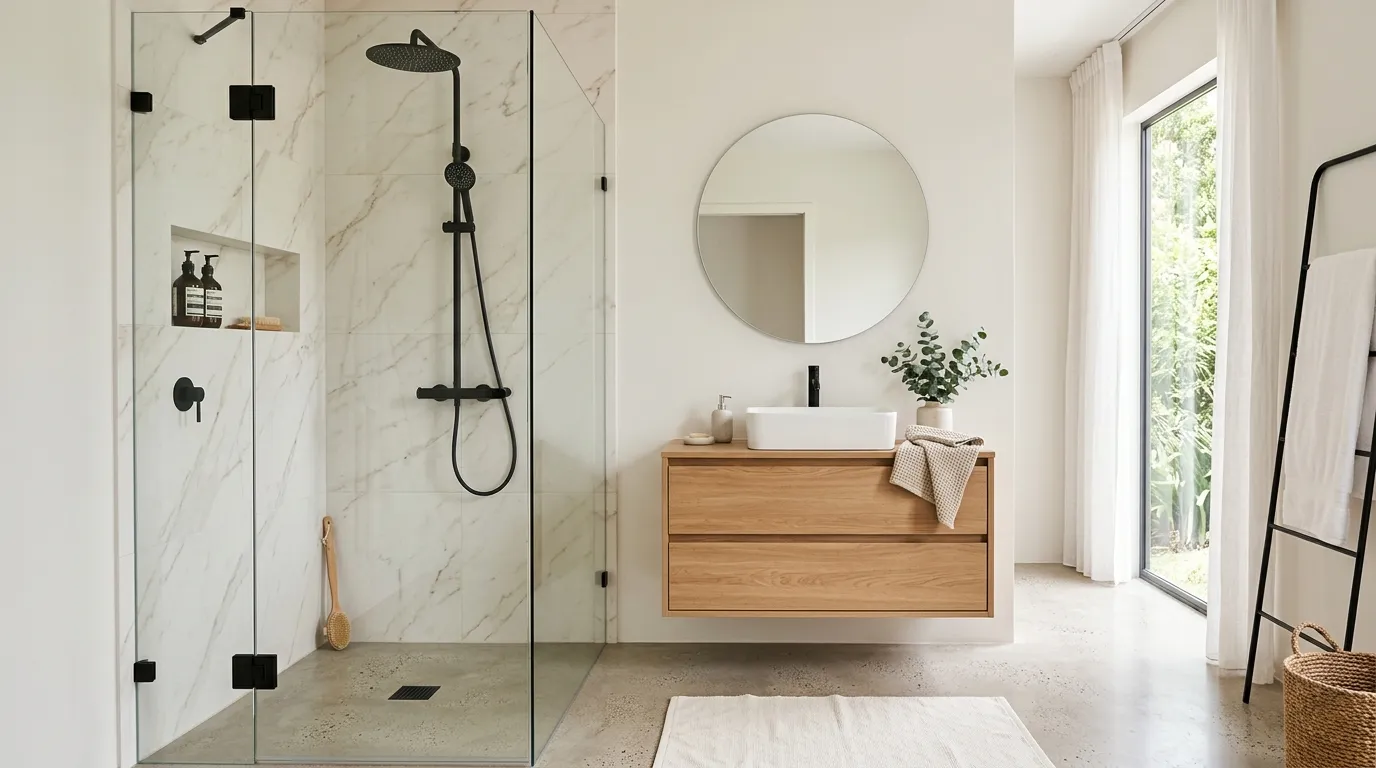 walk in shower ideas Matte Black Fixtures