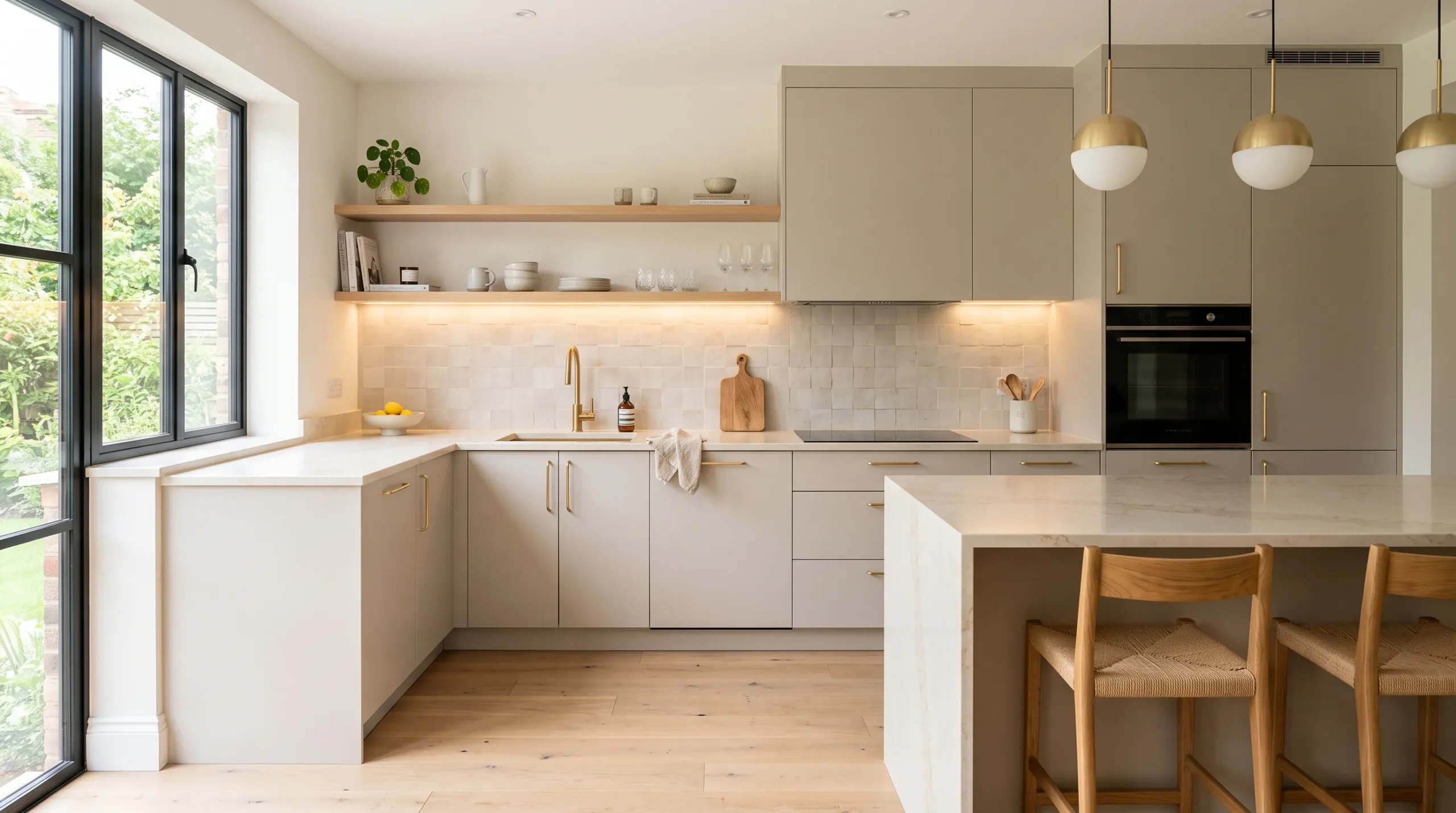 warm kitchen ideas Cream Stone Countertops