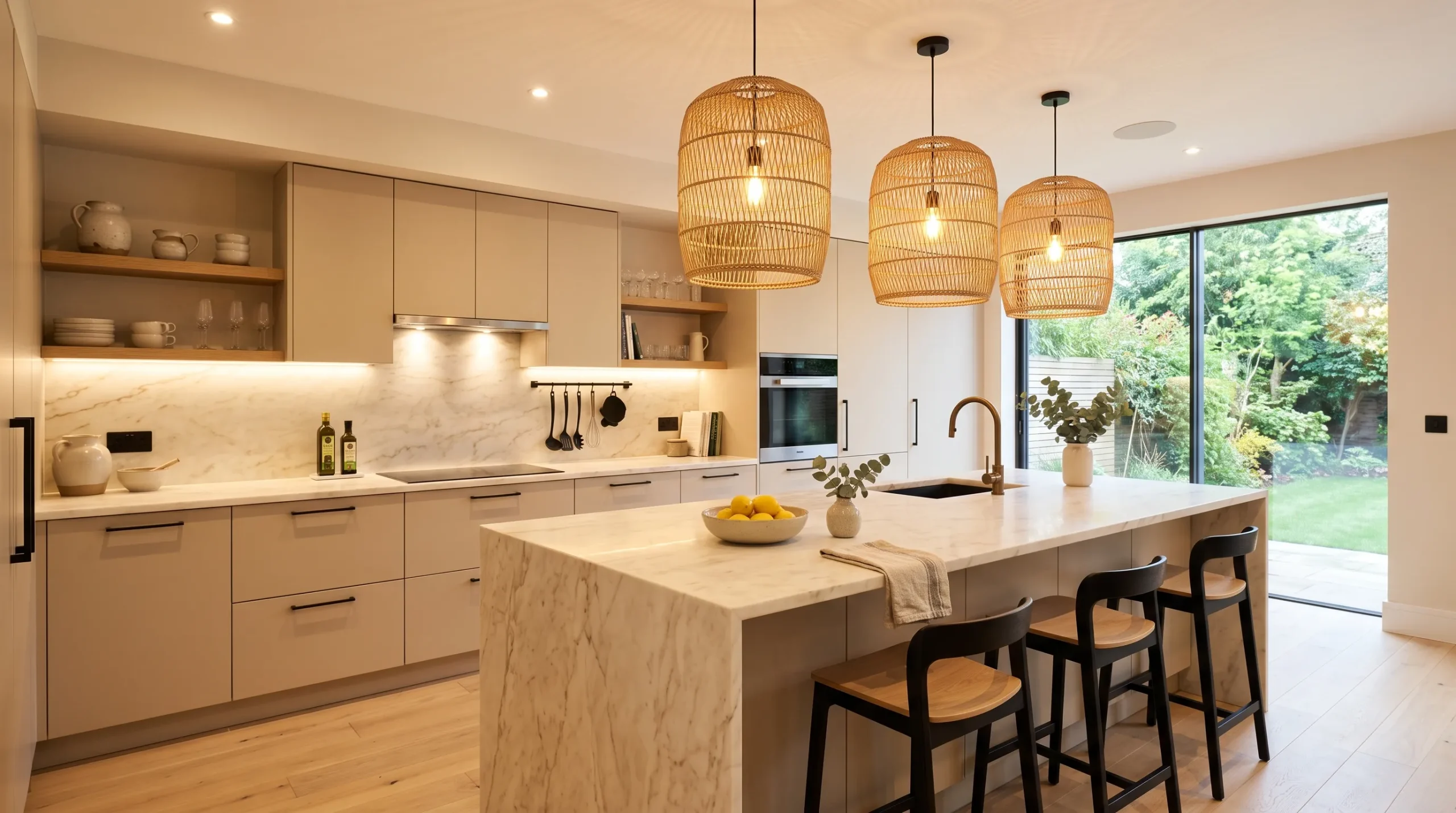 warm kitchen ideas Layered Warm Lighting