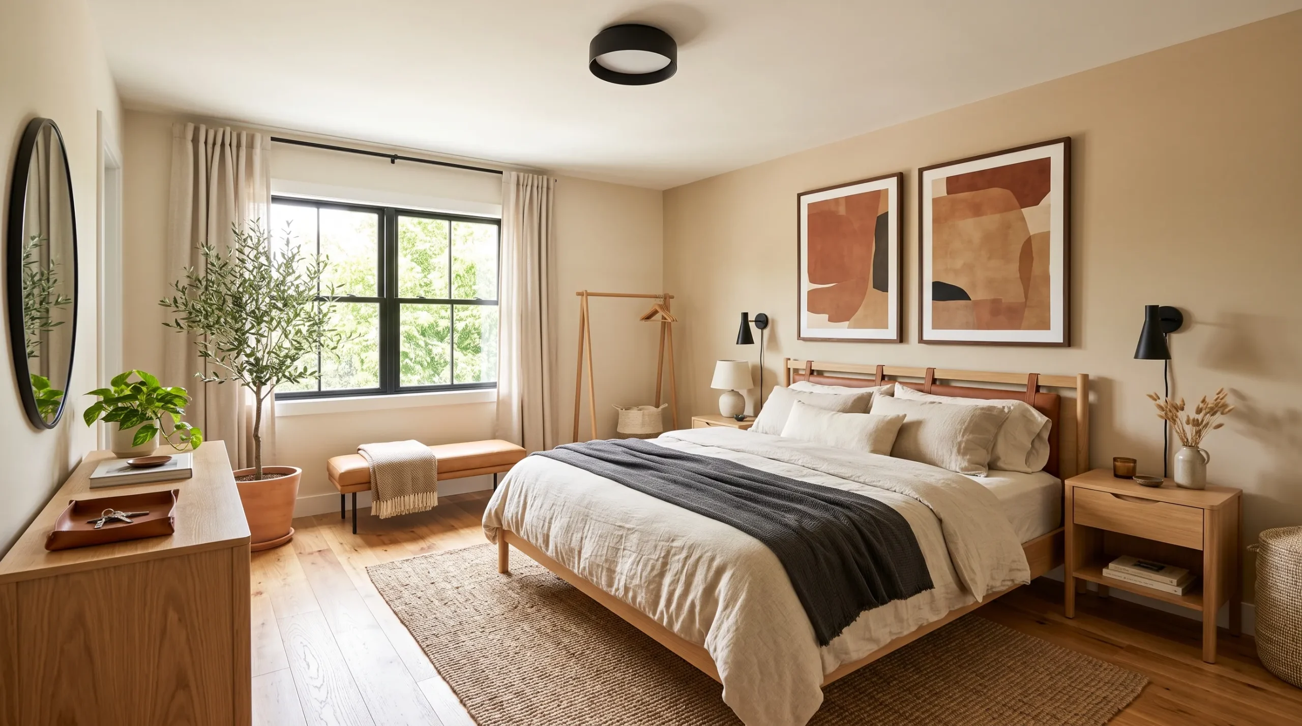 abstract earth tone bedroom art