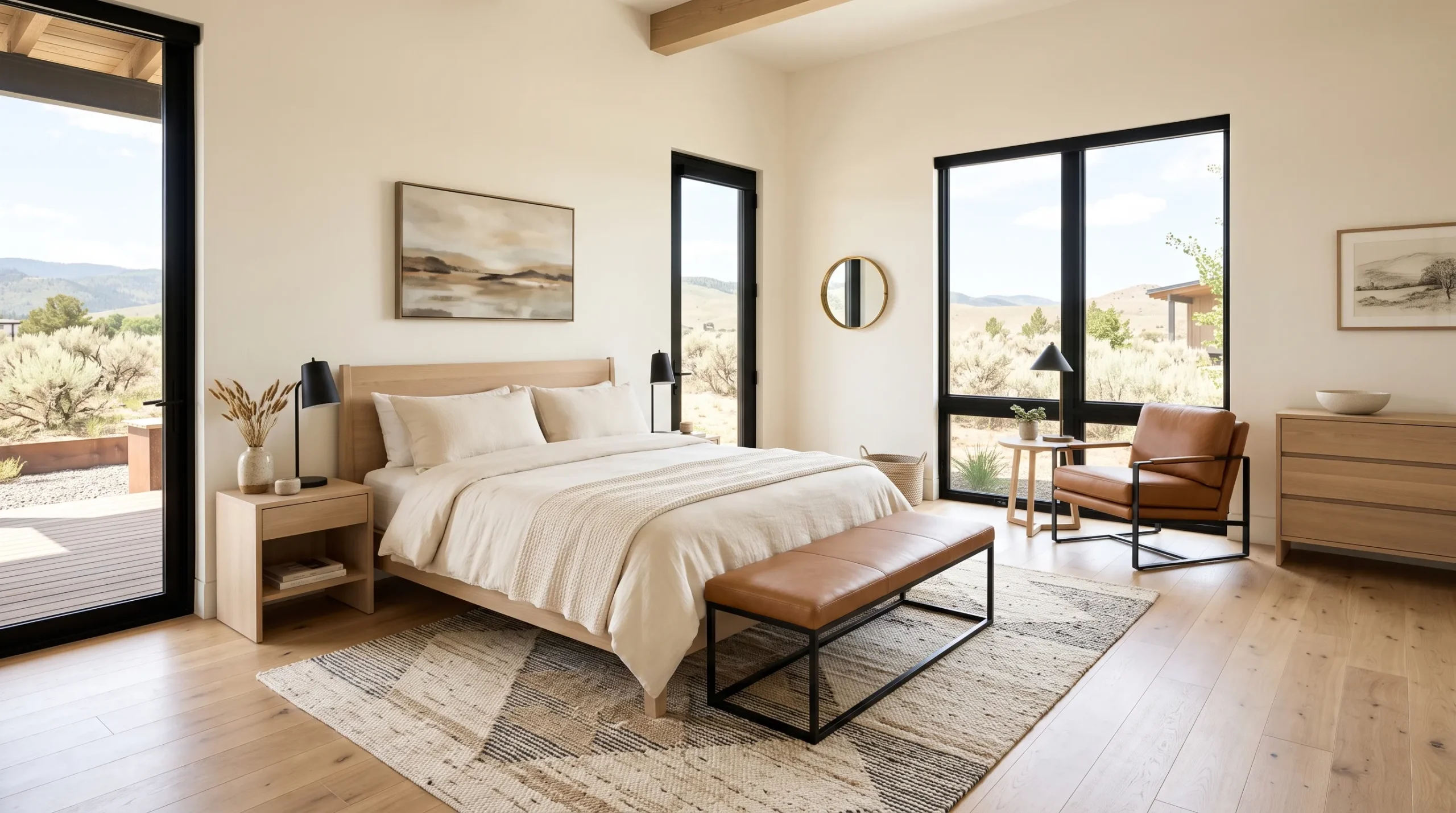 caramel leather bedroom accents