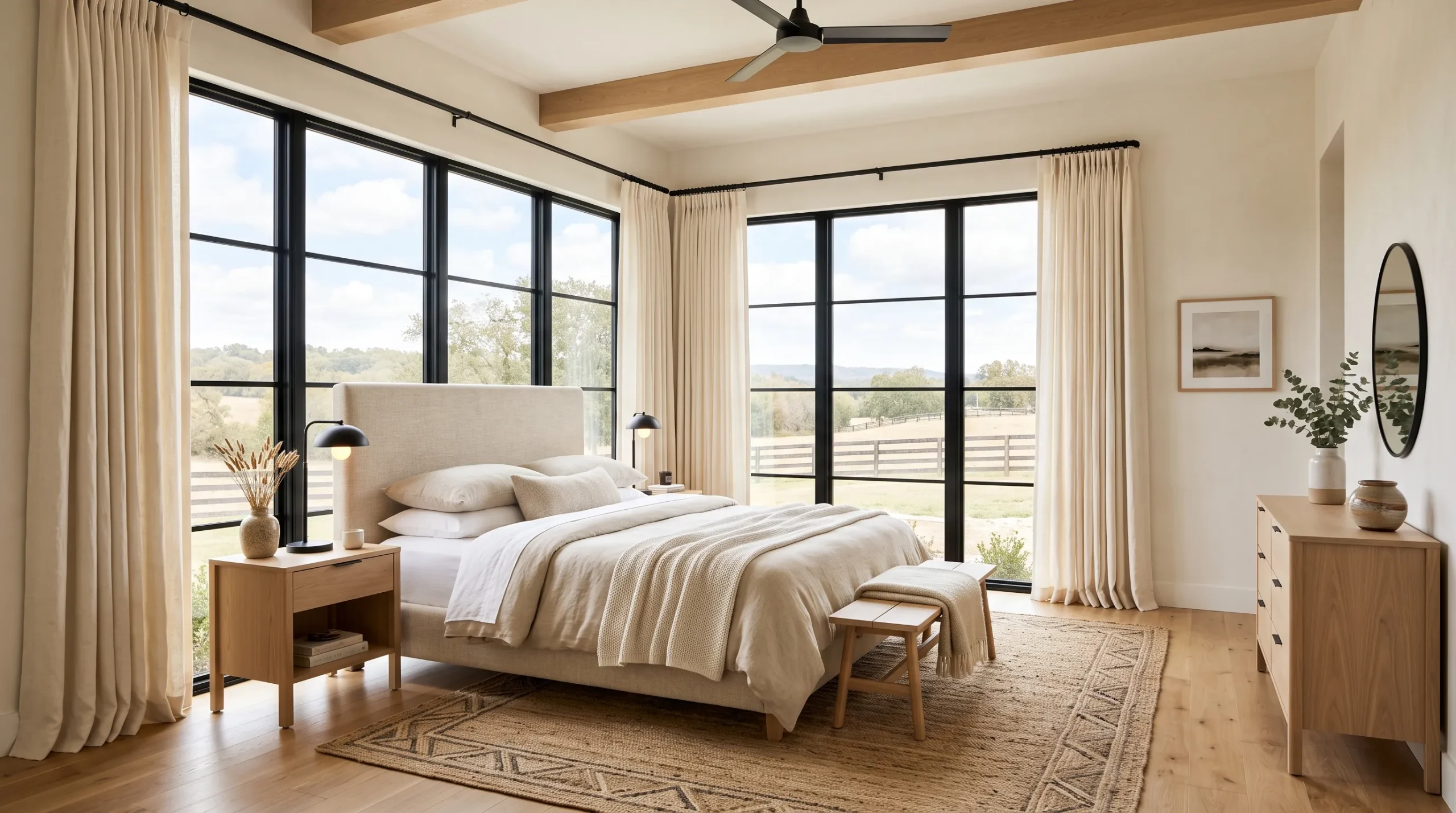 airy linen curtains bedroom