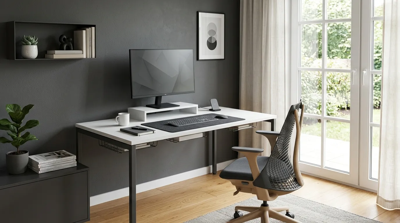 clutter free desk with hidden cables