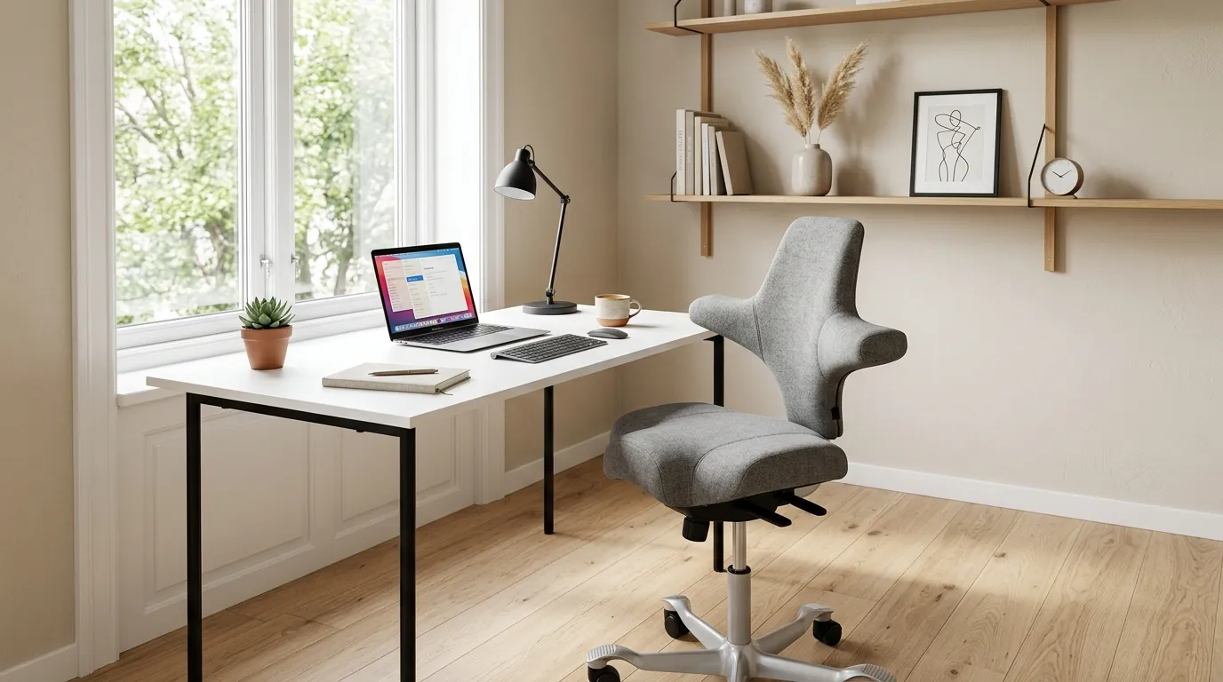 modern ergonomic chair beside sleek desk
