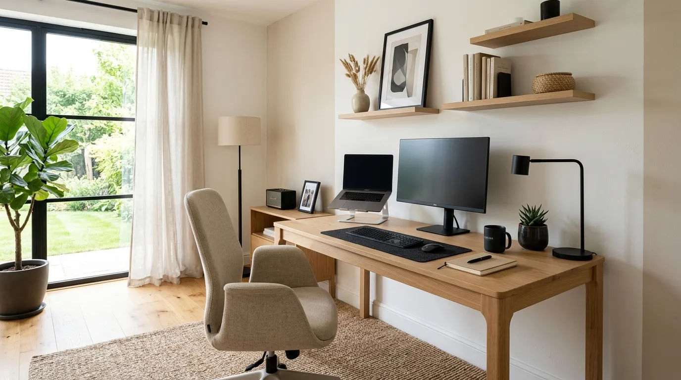 neutral modern office with clean styling