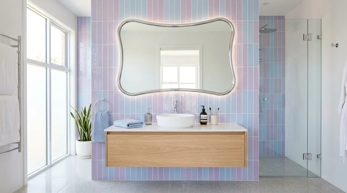 y2k bathroom Curved Statement Mirror