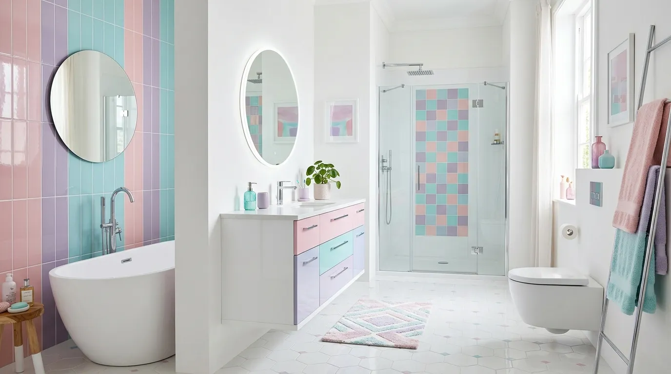y2k bathroom Glossy Pastel Accents
