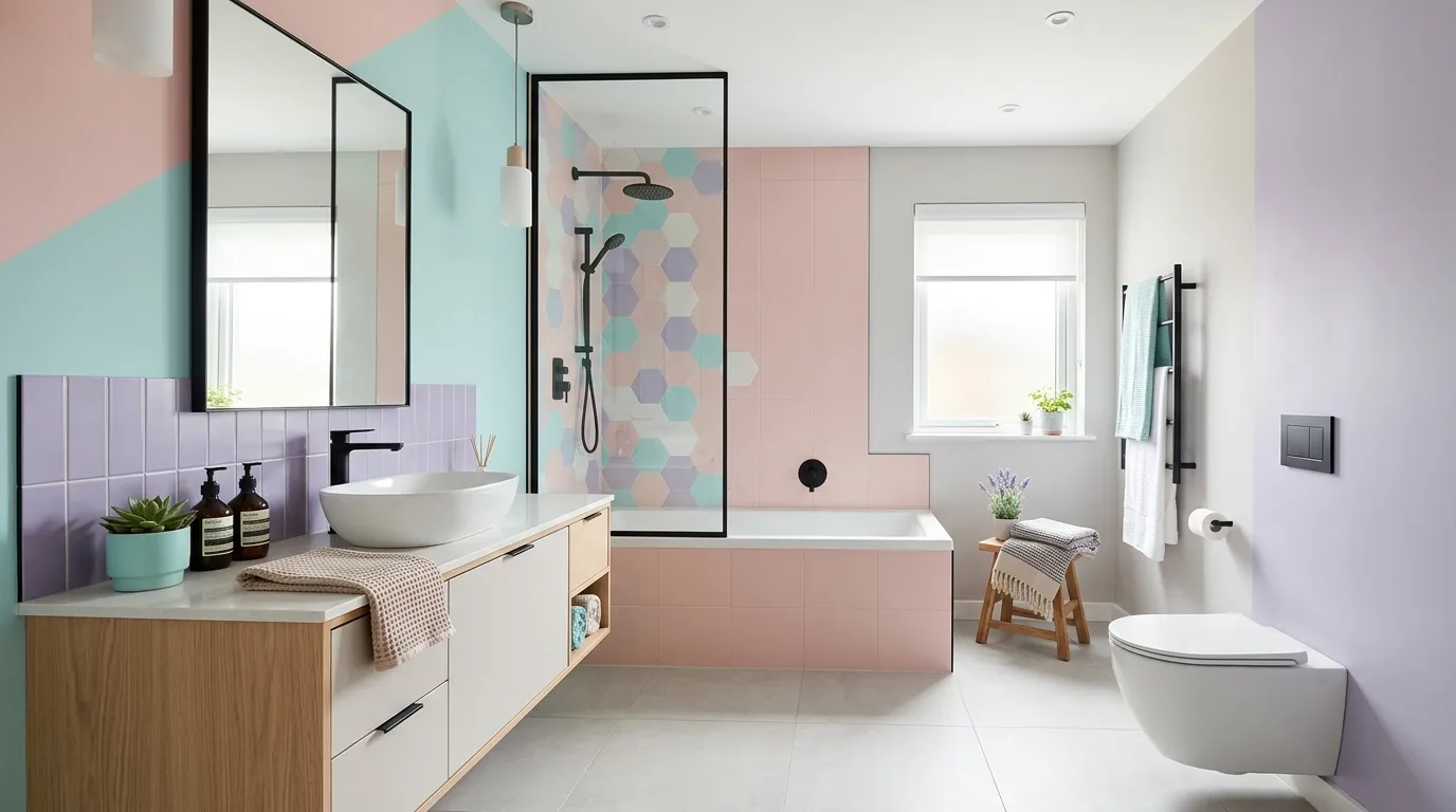 y2k bathroom Playful Color Blocking