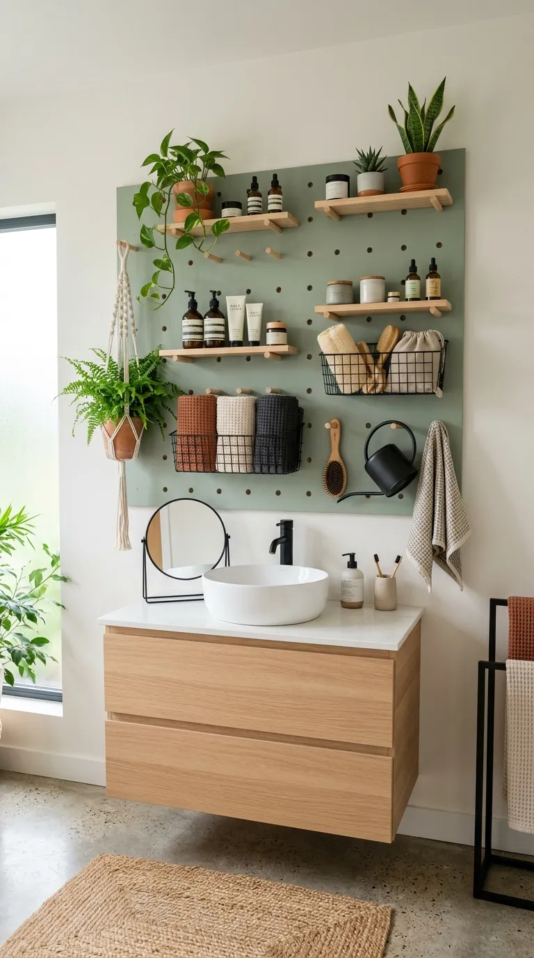 bathroom storage ideas on a budget Pegboard Organizer Wall