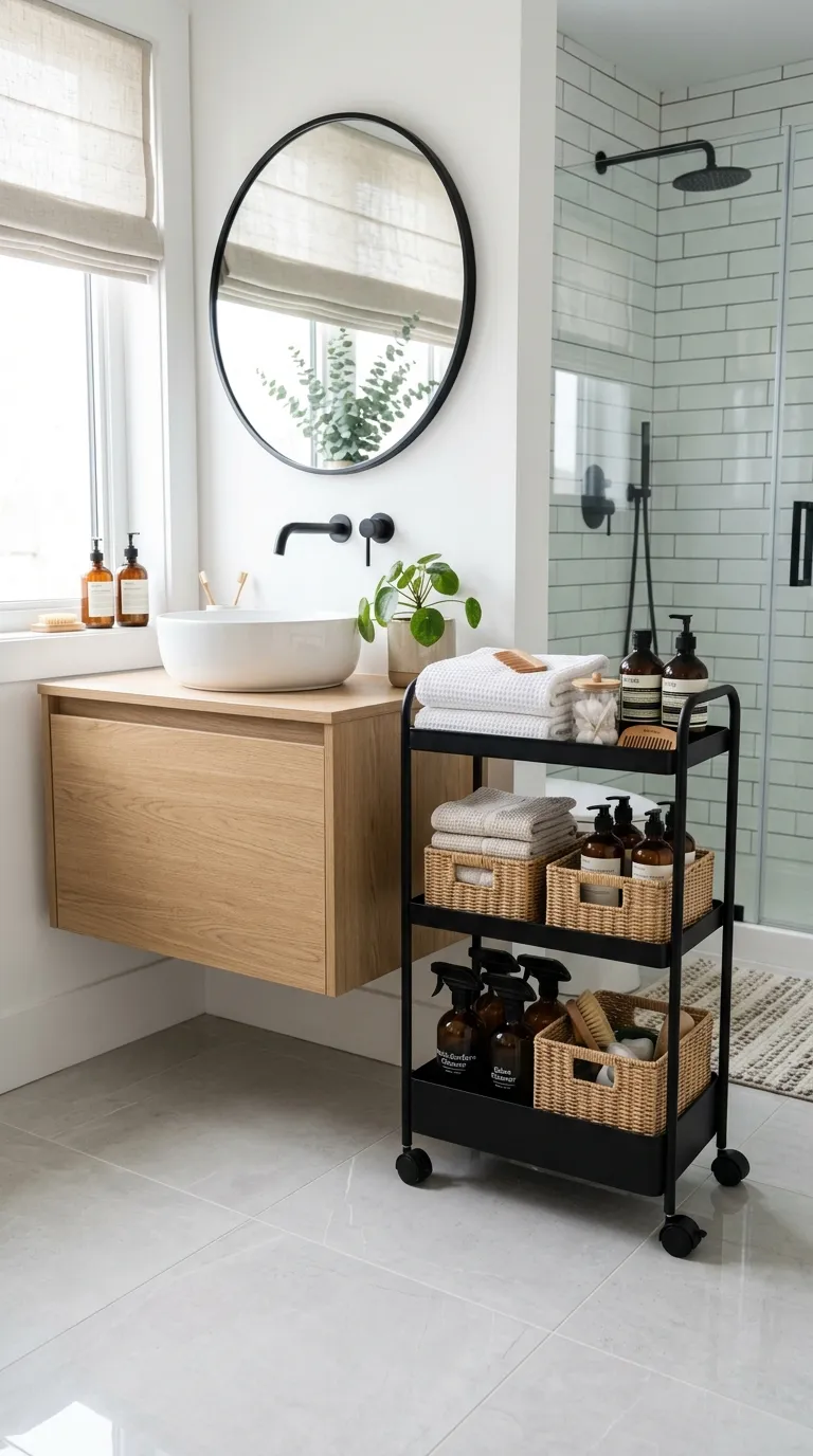 bathroom storage ideas on a budget Rolling Utility Cart