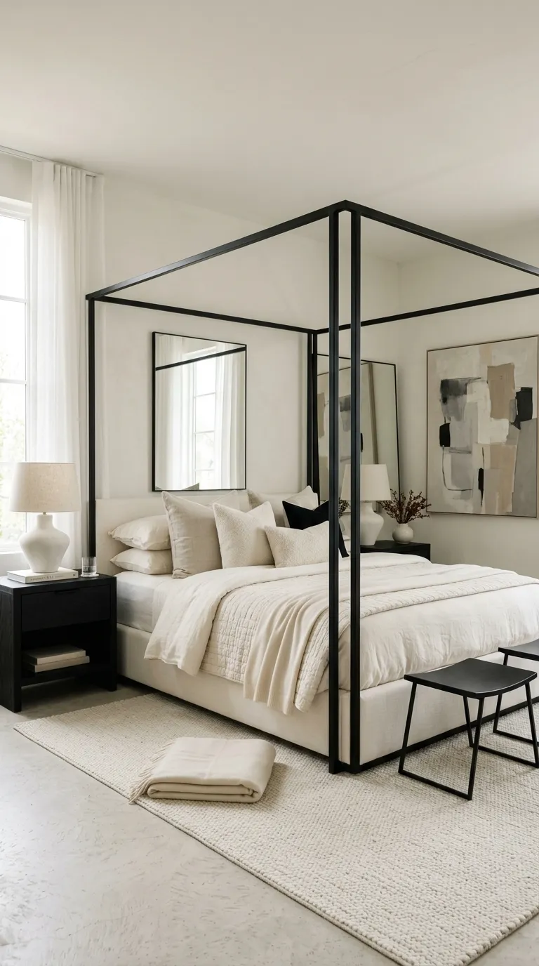 bedroom color palette Black And Warm White