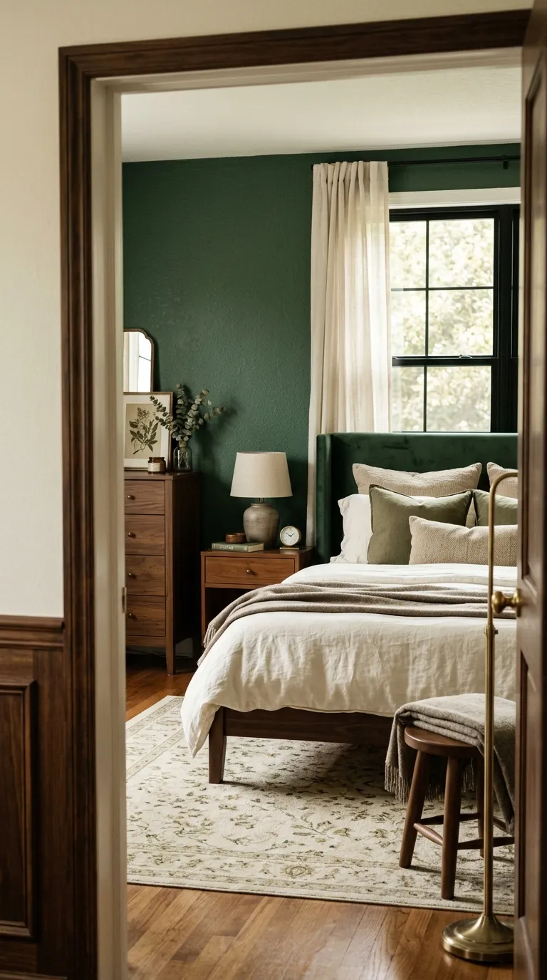 bedroom color palette Forest Green And Cream