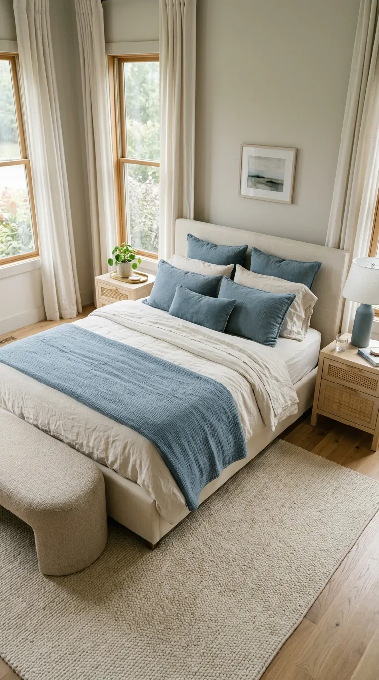 bedroom color palette Muted Blue And Cream