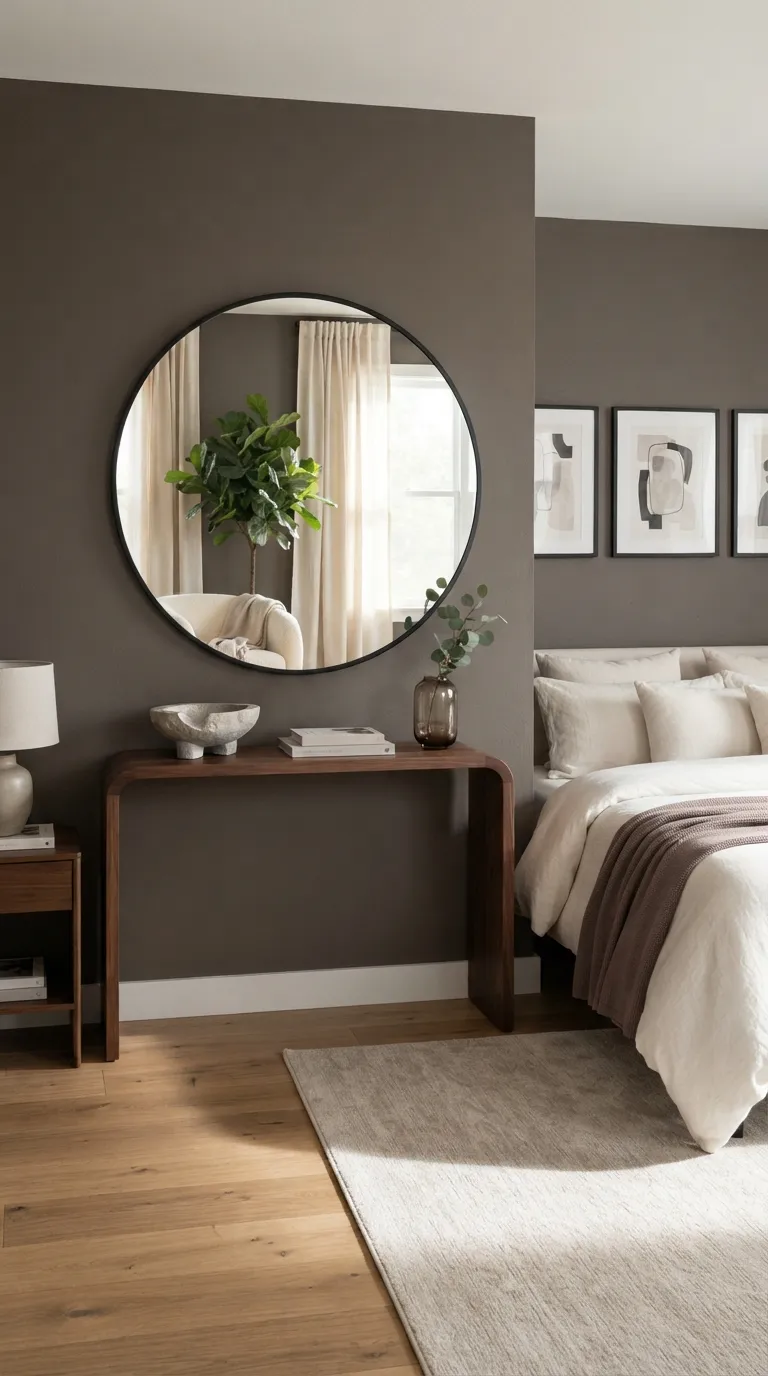 bedroom wall decor ideas for women Oversized Round Mirror