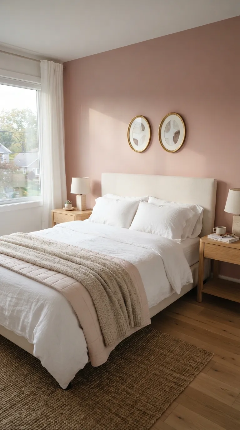 bedroom wall decor ideas for women Soft Pink Accent Wall