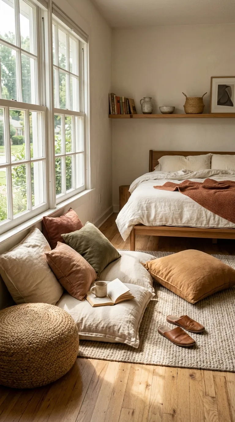 boho bedrooms for women Cozy Floor Cushions