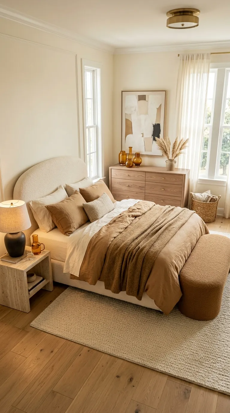 boho bedrooms for women Cream and Caramel Palette