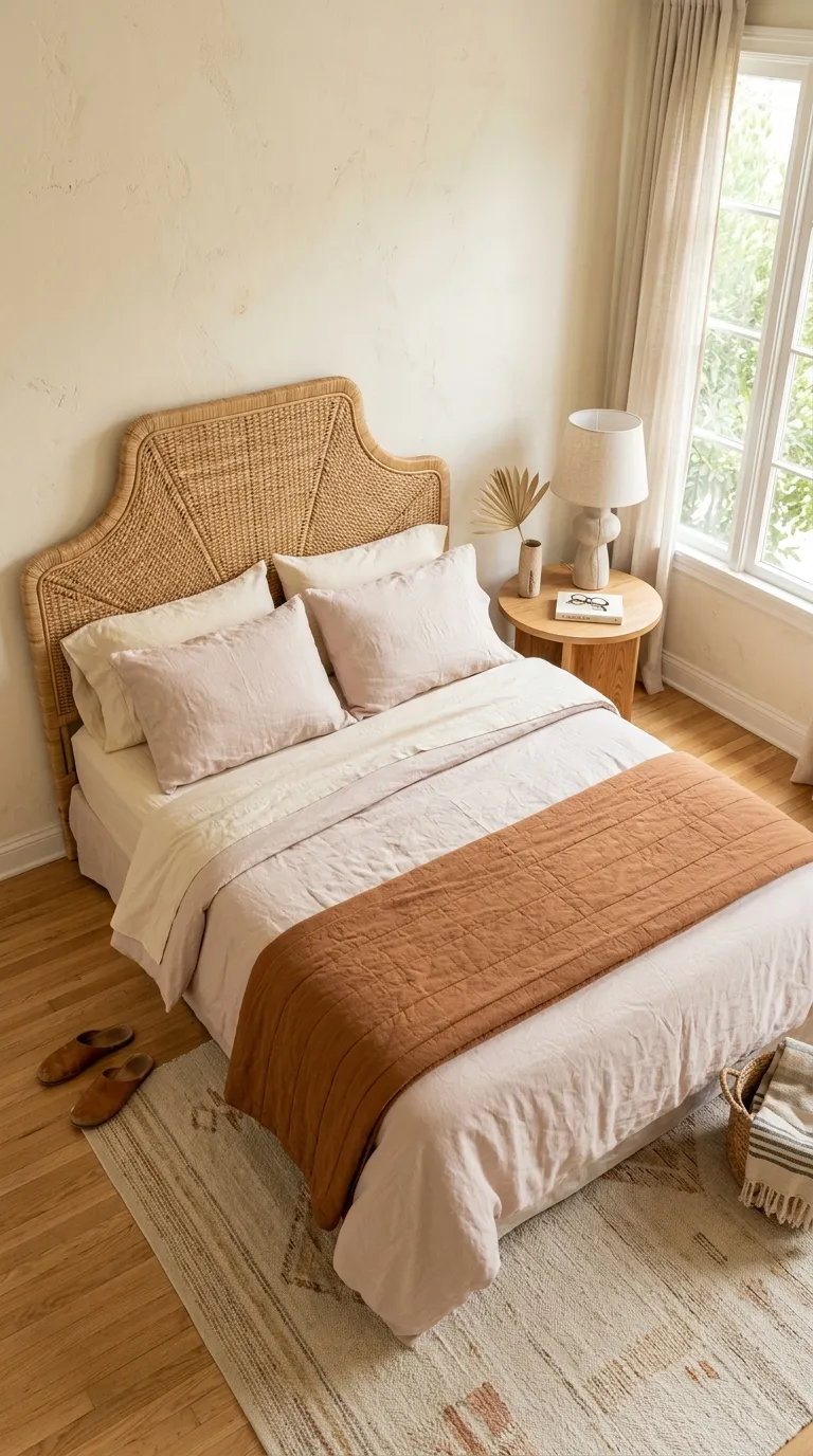 boho bedrooms for women Woven Headboard Details