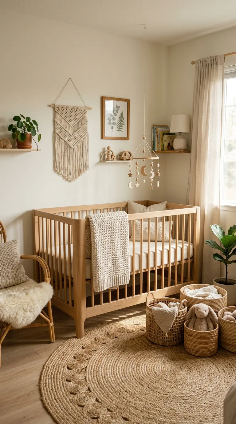 boho nursery decor ideas Natural Wood Crib