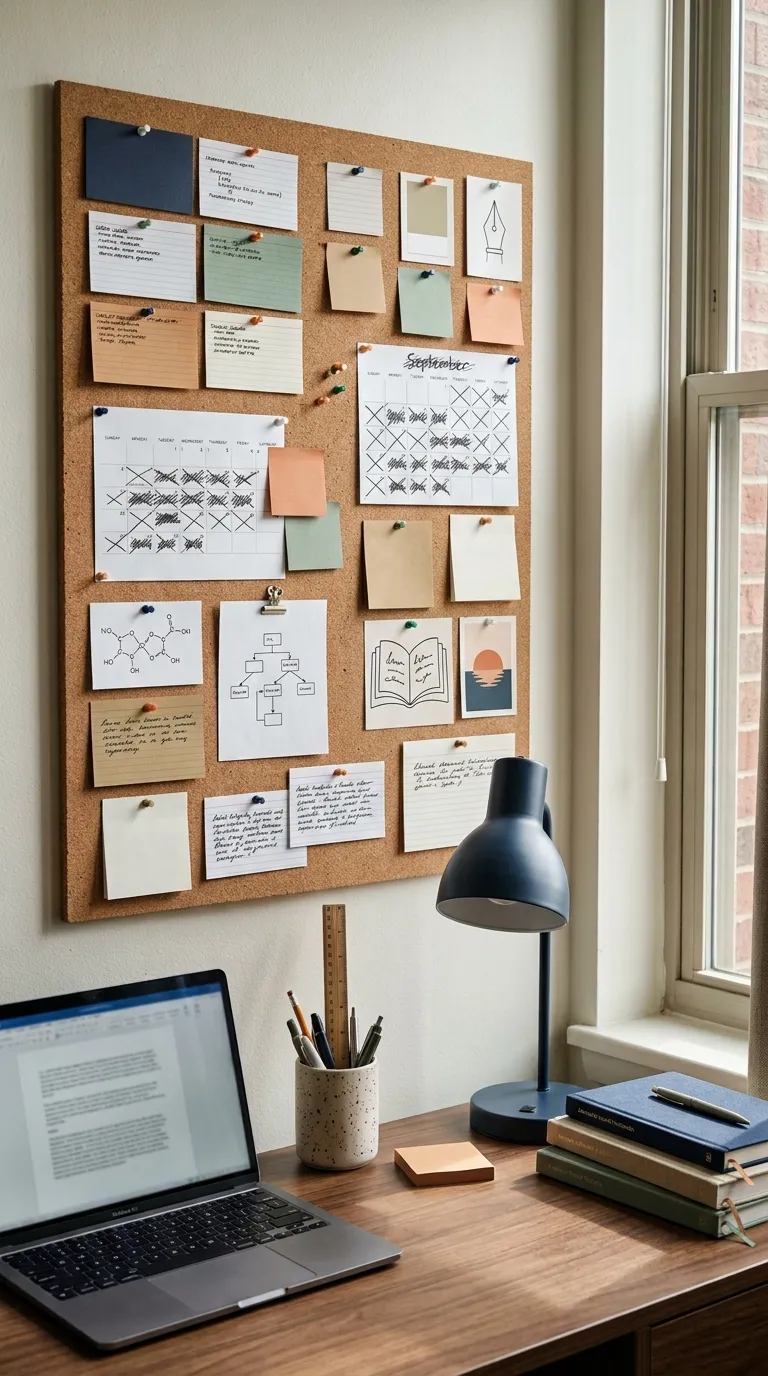 college cork board ideas Create a Study Station
