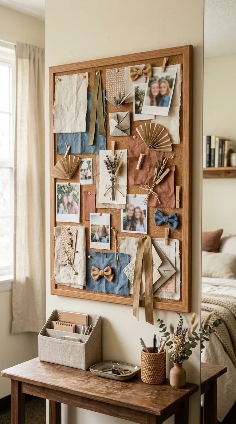 college cork board ideas Layer Fabric and Paper