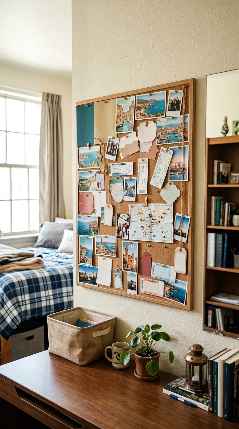 college cork board ideas Make a Travel Memories Board