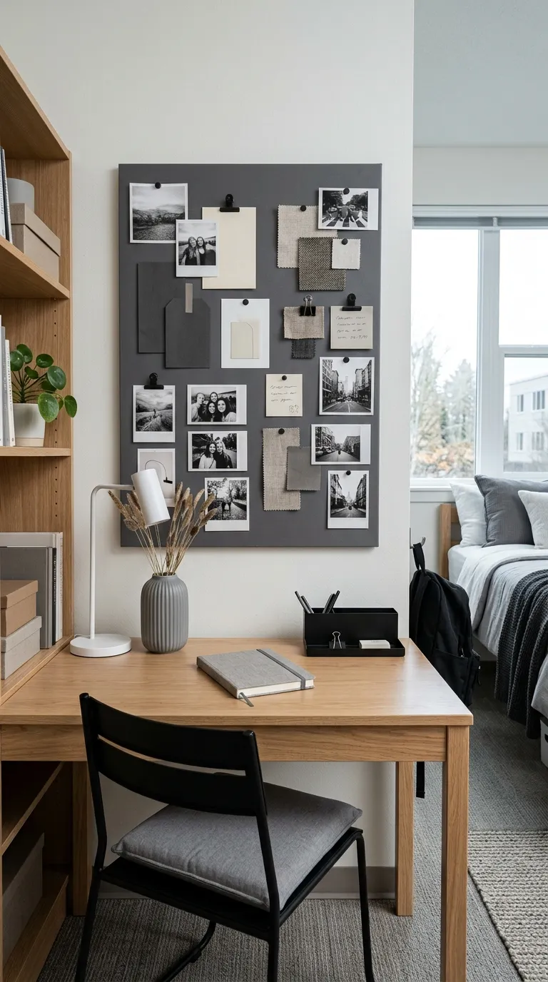 college cork board ideas Use a Monochrome Palette