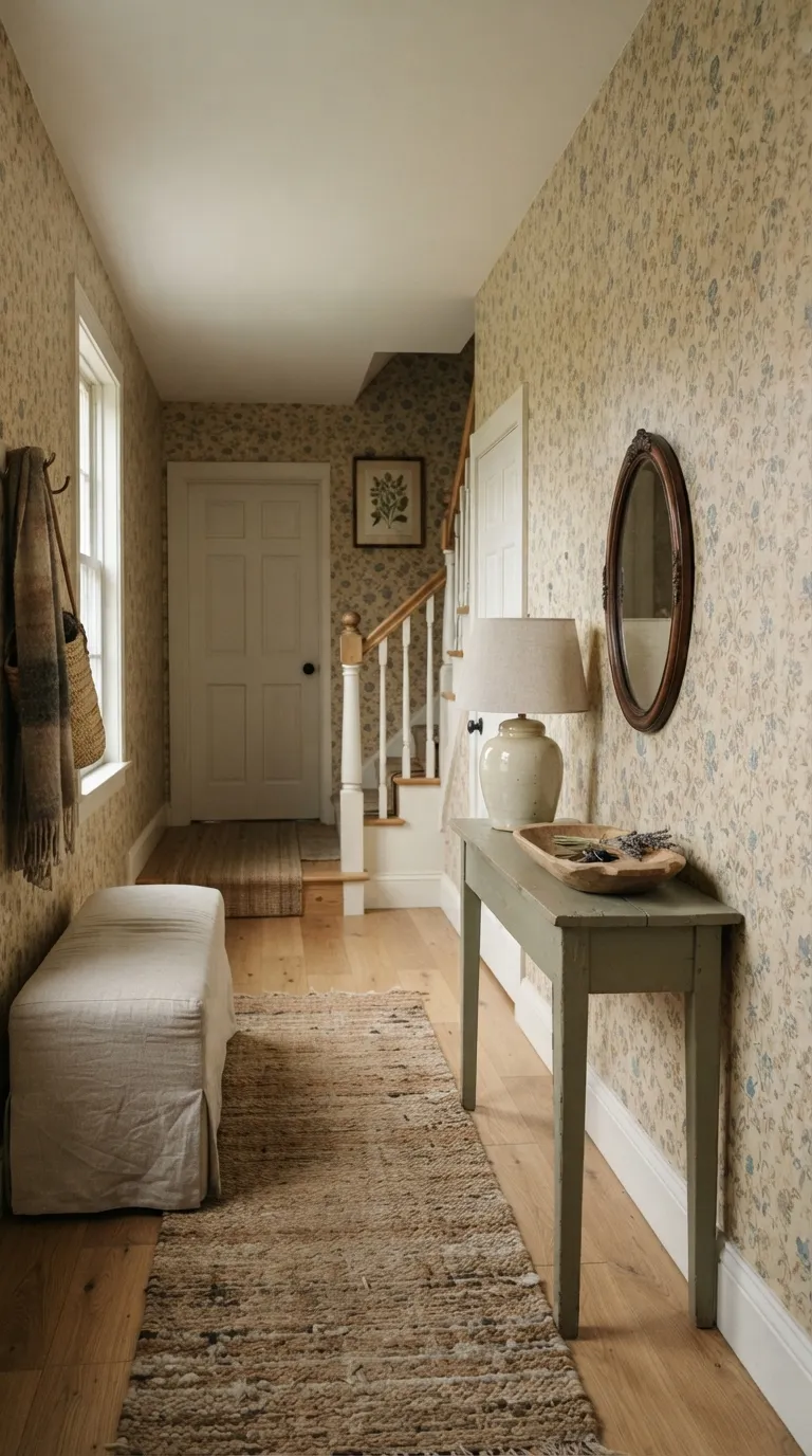 cottagecore vintage decor ideas Faded Floral Wallpaper