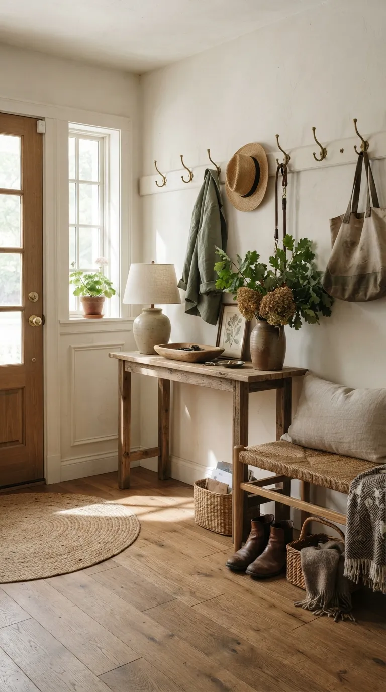 cottagecore vintage decor ideas Farmhouse-Inspired Entryway