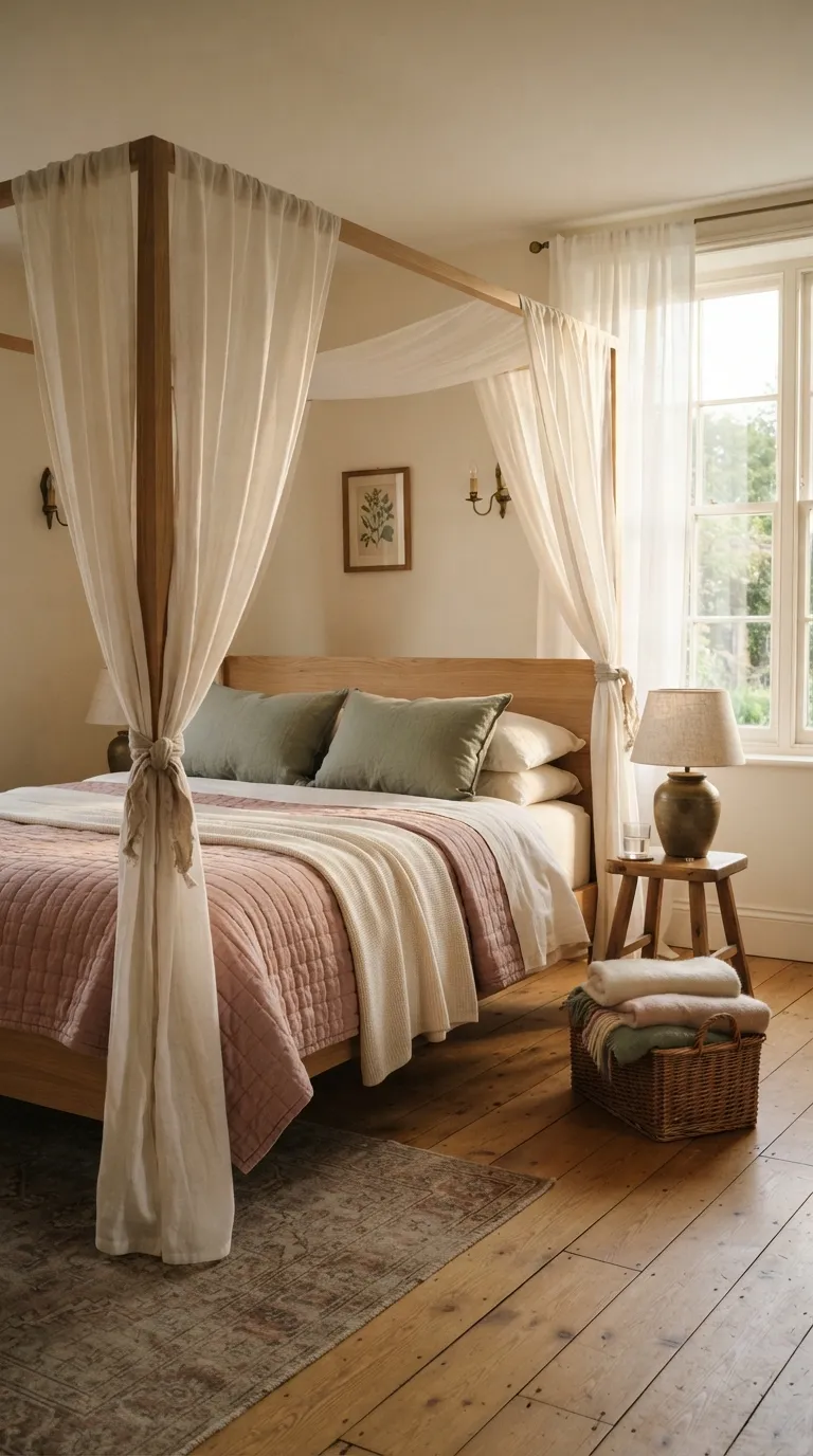 cottagecore vintage decor ideas Romantic Canopy Bed