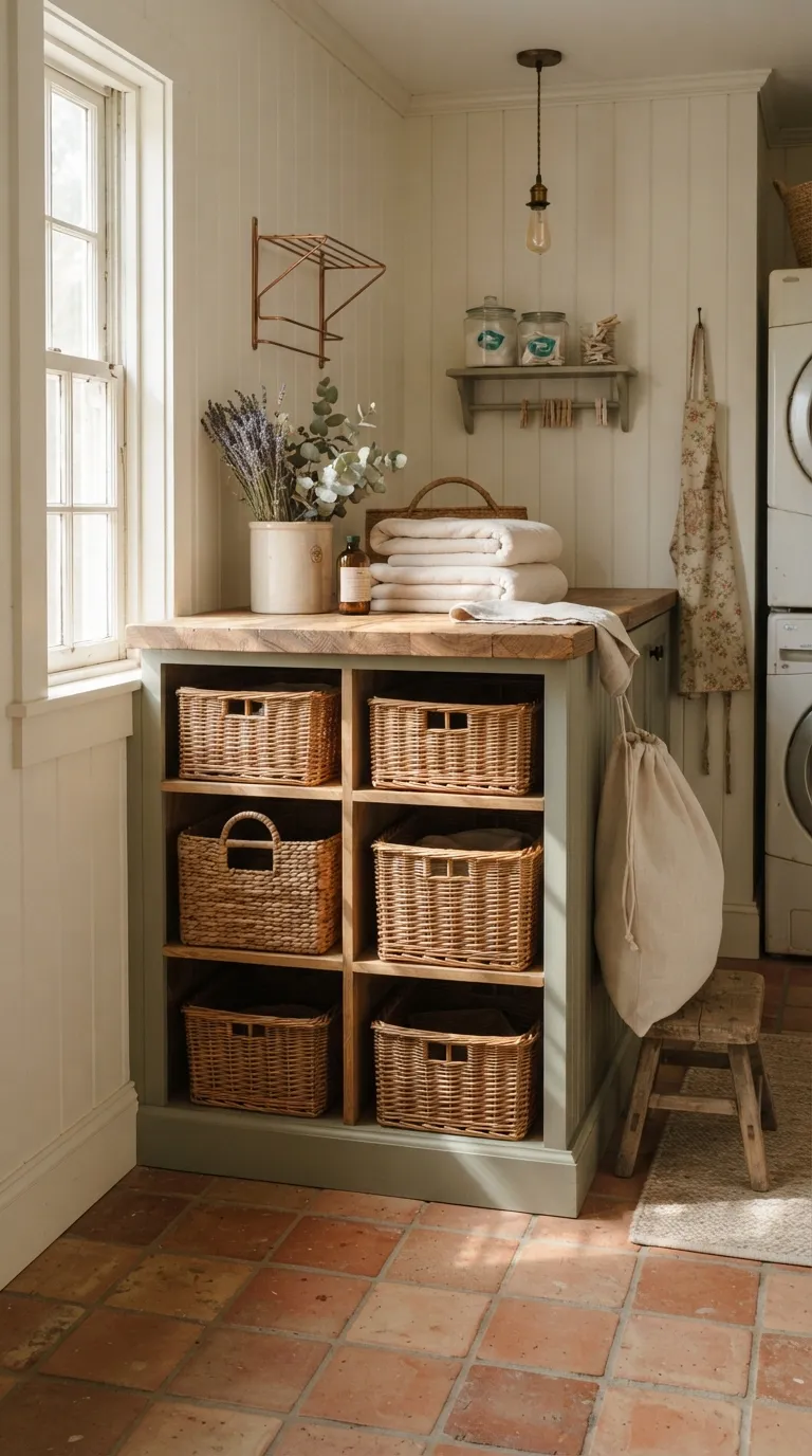 cottagecore vintage decor ideas Wicker Basket Storage