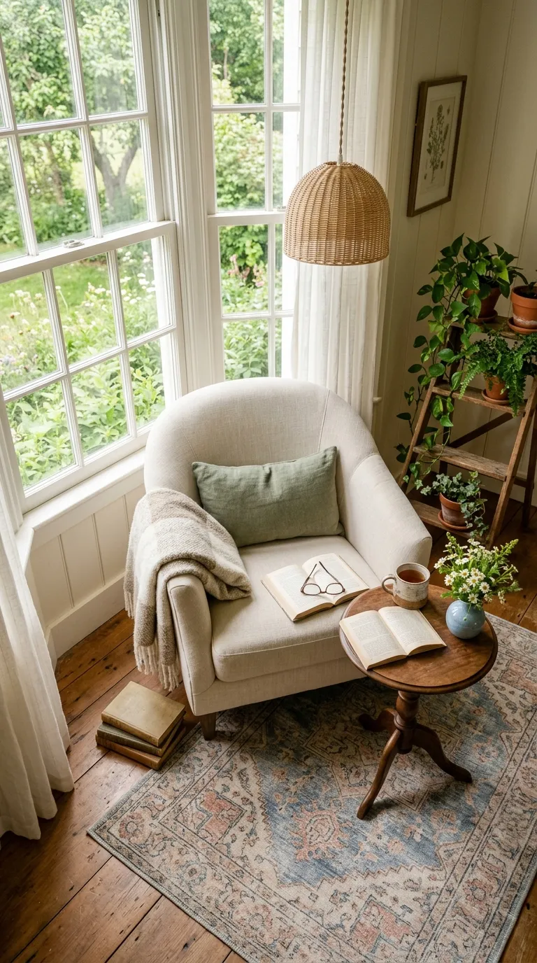 cozy cottagecore aesthetic room ideas Botanical Reading Nook