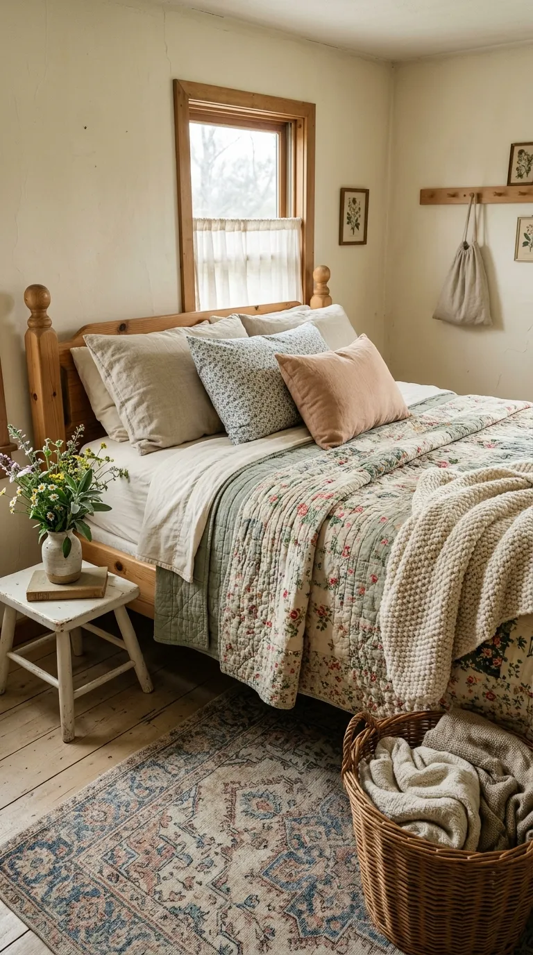 cozy cottagecore aesthetic room ideas Cozy Cottage Bedding Corner