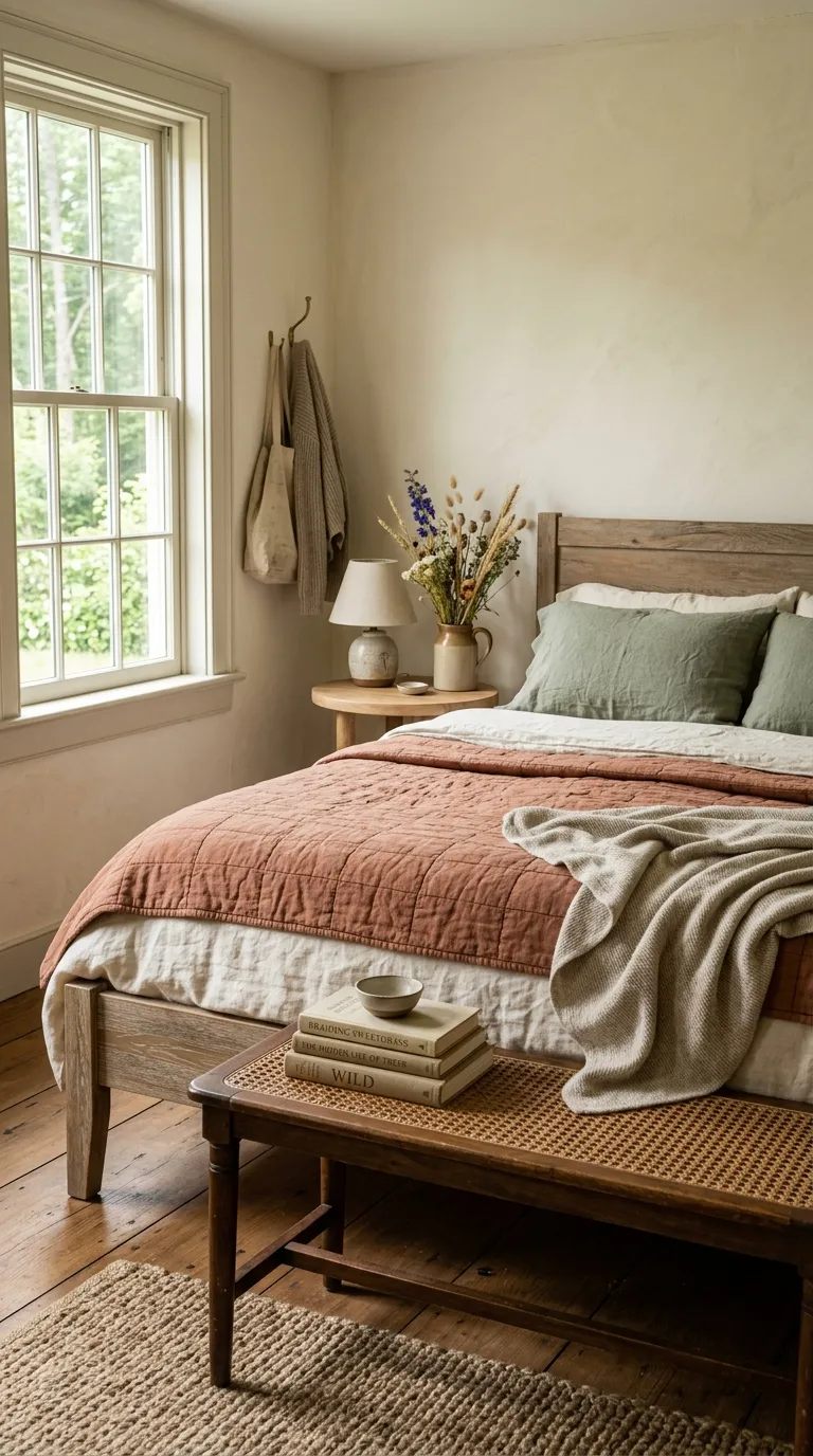 cozy cottagecore aesthetic room ideas Layered Linen Bedding