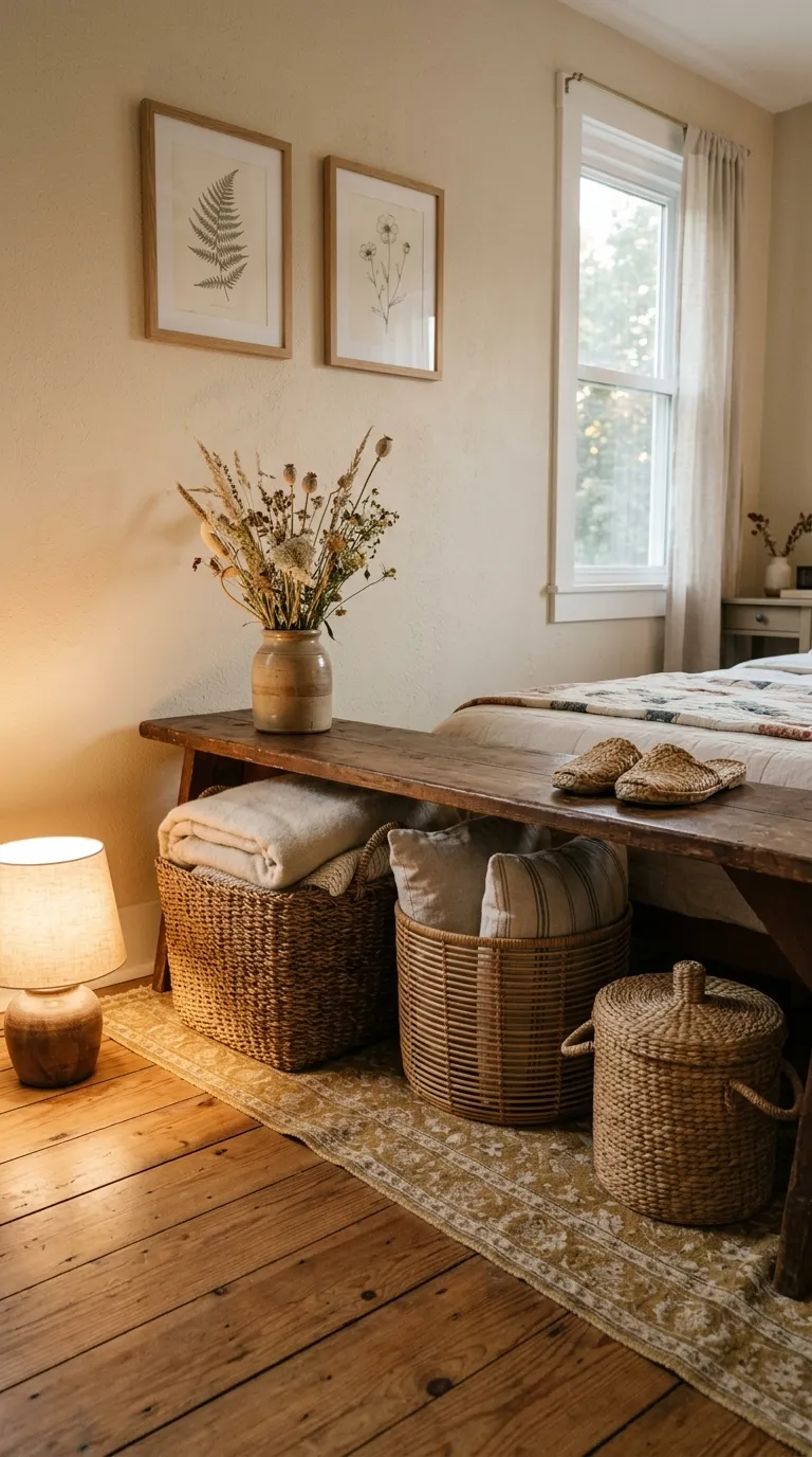 cozy cottagecore aesthetic room ideas Woven Storage Baskets
