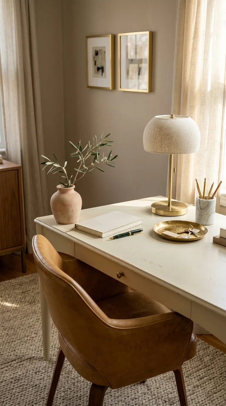 cozy desk setup inspiration Brass Accent Details