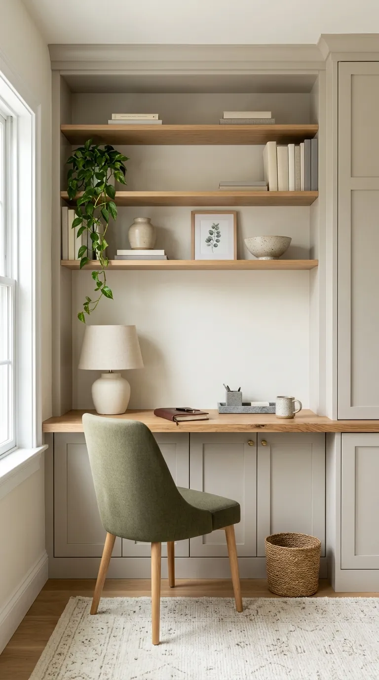 cozy desk setup inspiration Built-In Wall Storage