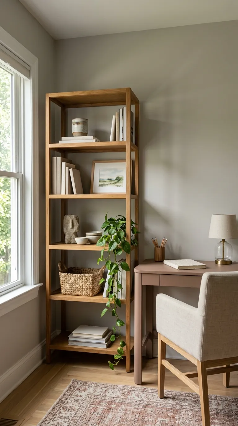 cozy desk setup inspiration Curated Shelf Styling