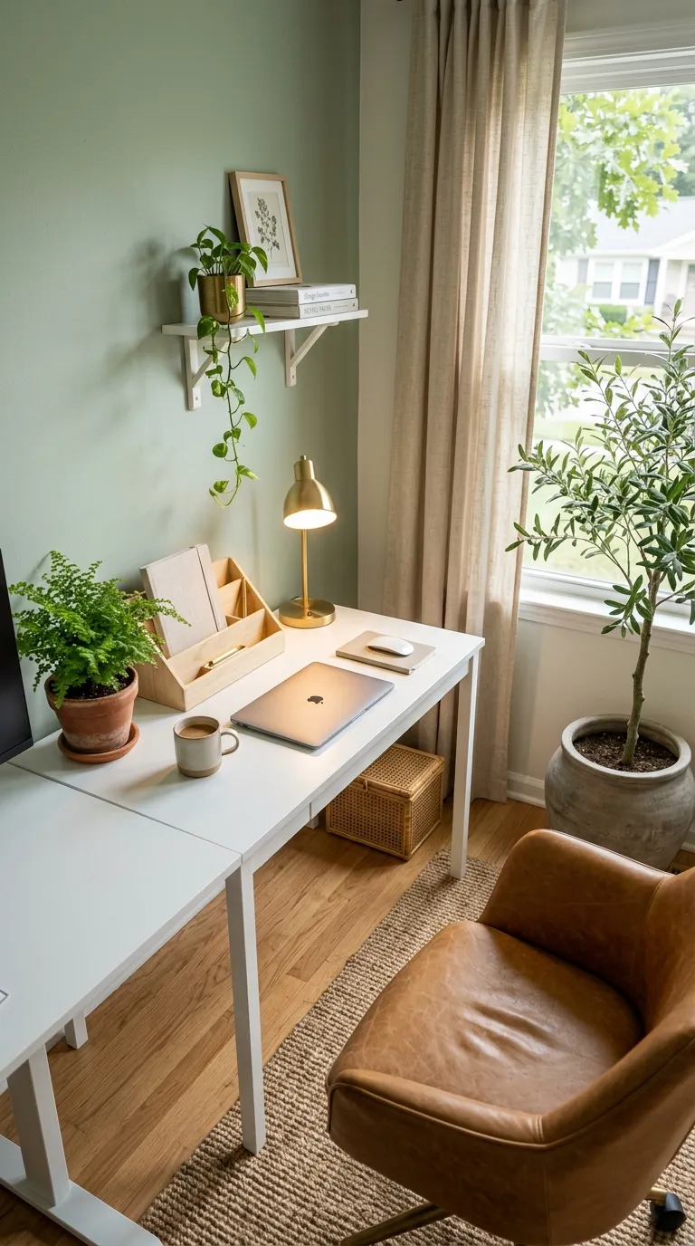 cozy desk setup inspiration Natural Greenery