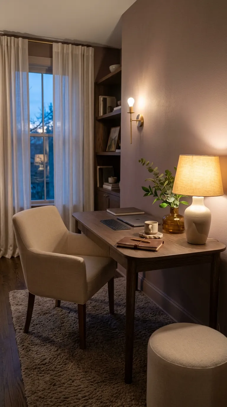 cozy desk setup inspiration Soft Evening Glow