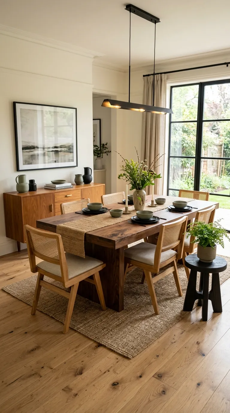 dinning room decoration idea Mixed Wood Tones
