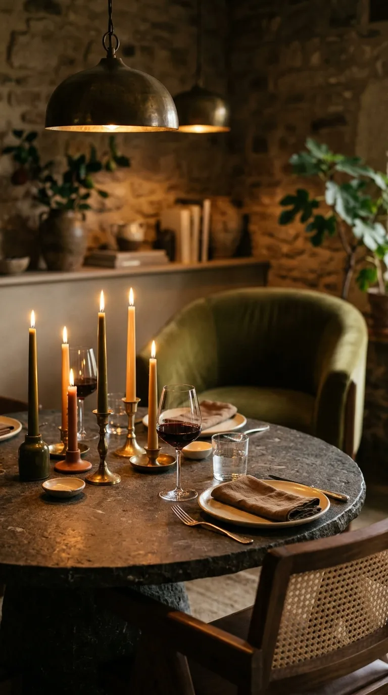 dinning room decoration idea Soft Candle Glow