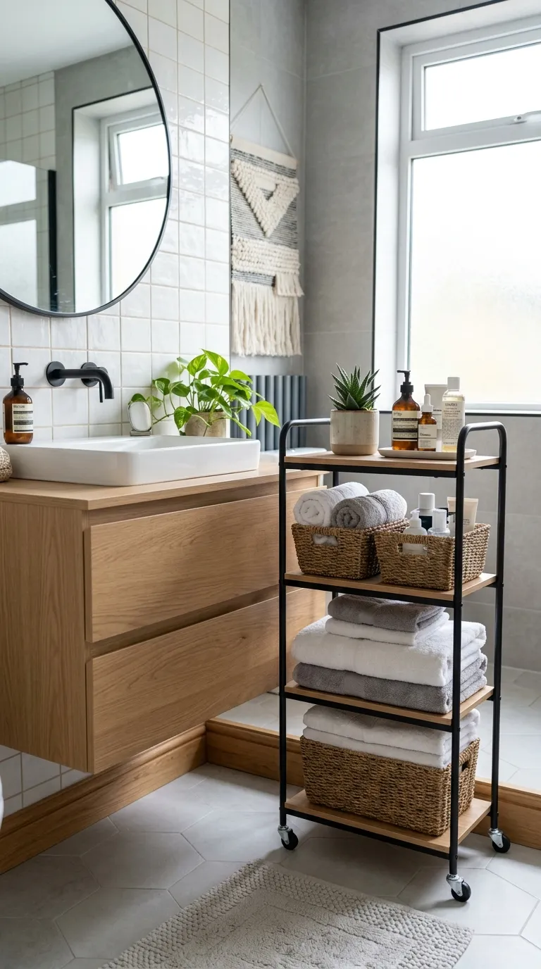 DIY bathroom storage ideas Rolling Storage Cart