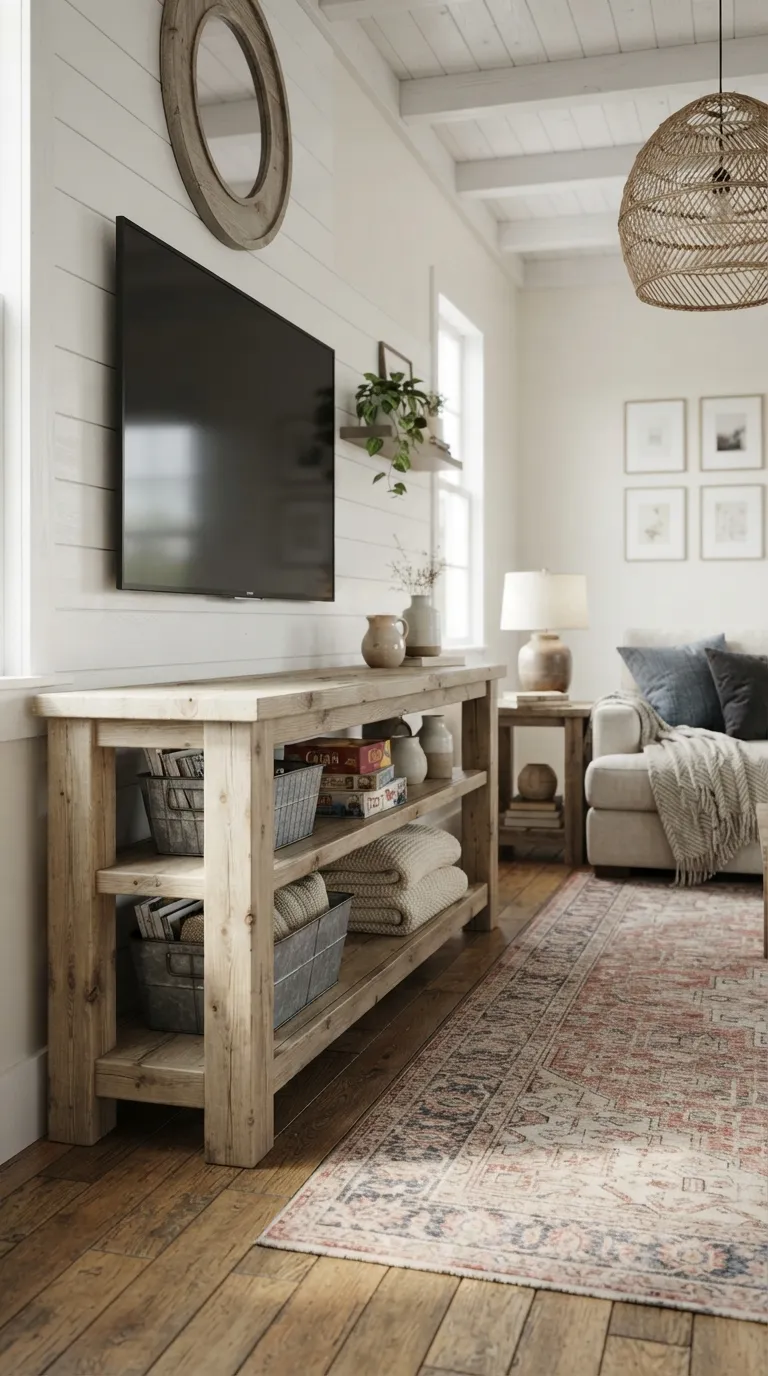 diy tv stand ideas on a budget Farmhouse Plank Console