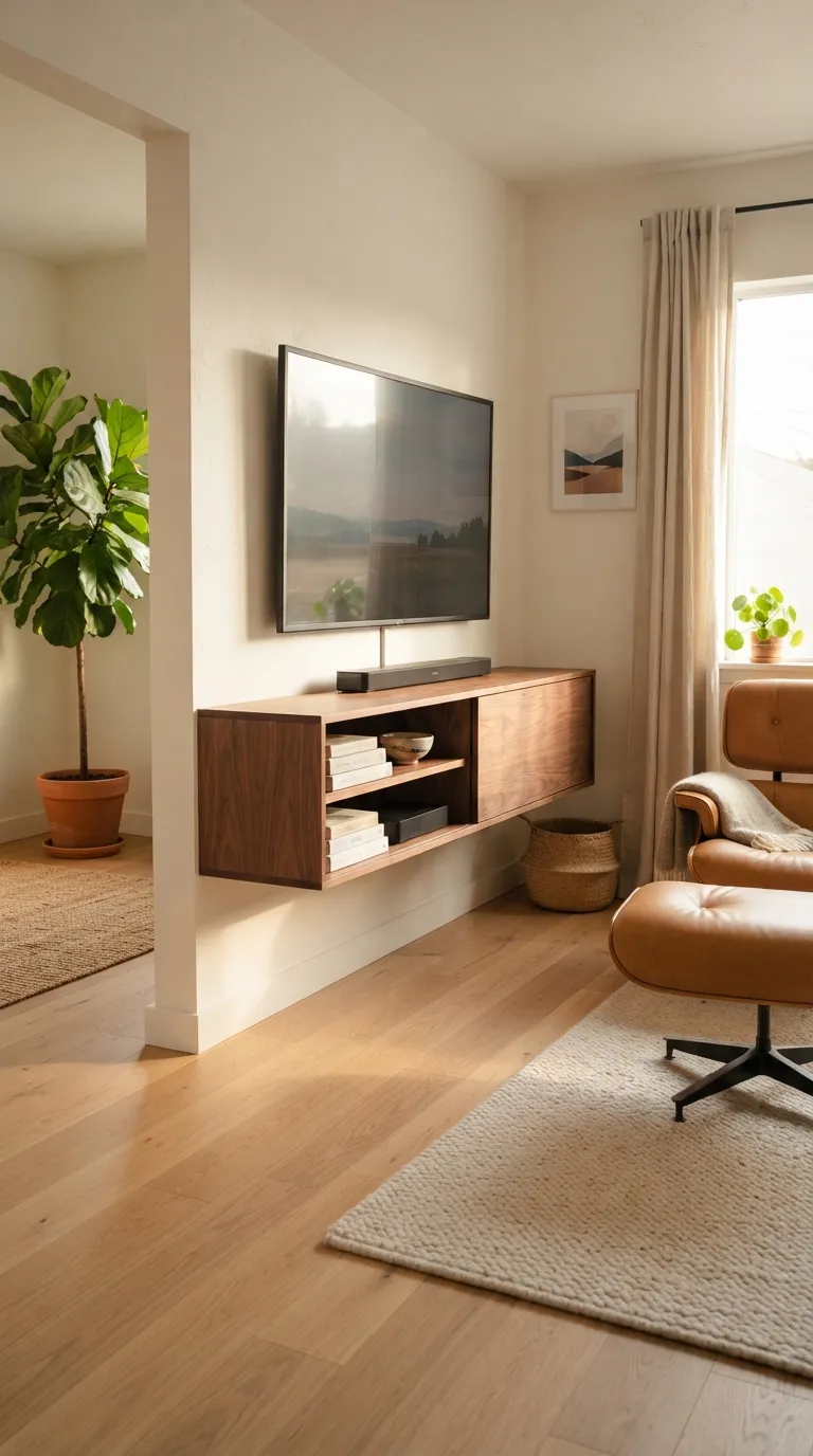 diy tv stand ideas on a budget Floating Wall-Mounted Stand