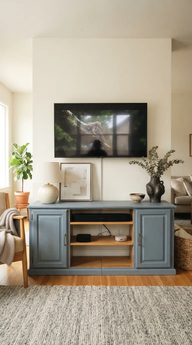 diy tv stand ideas on a budget Painted Cabinet TV Stand